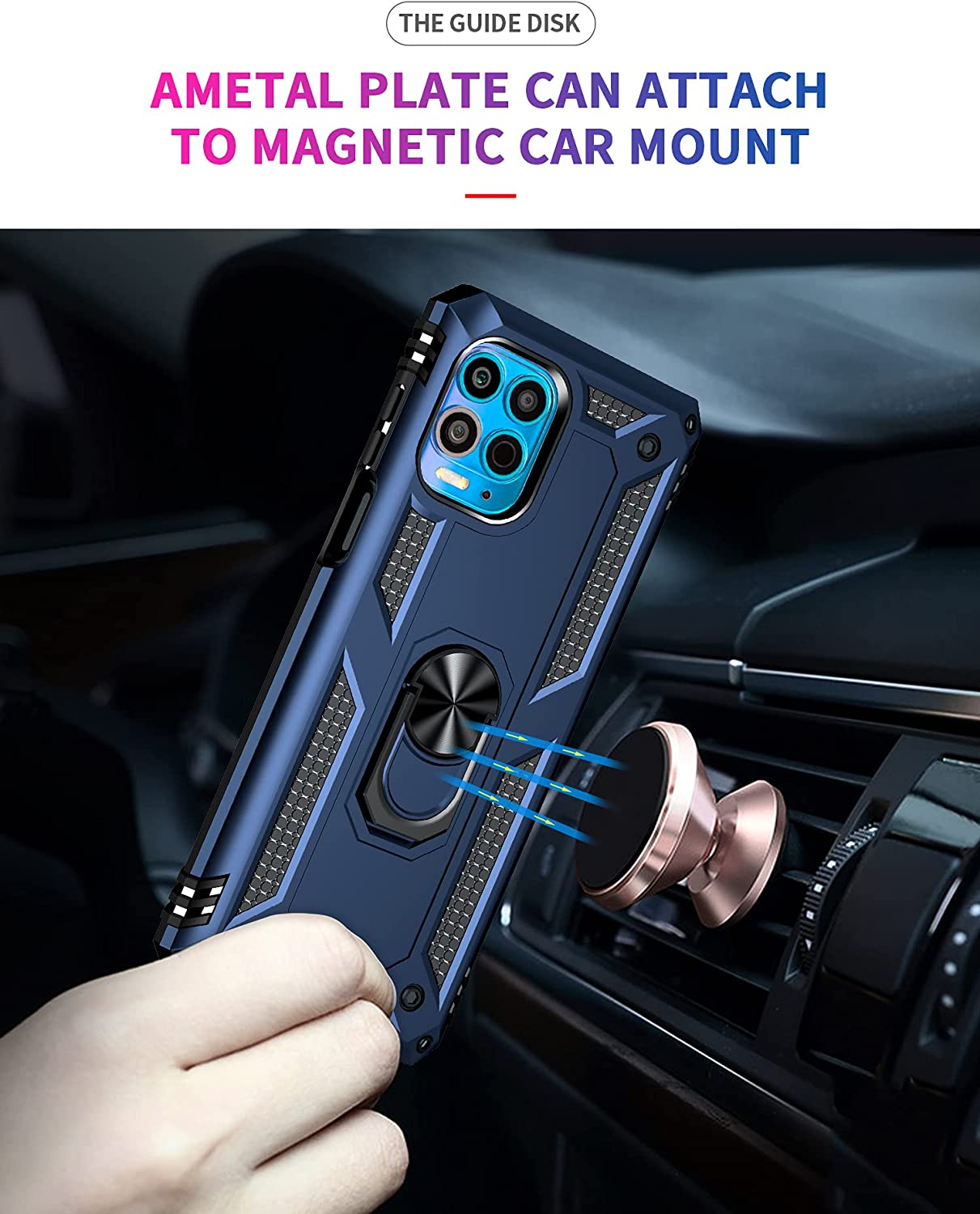 Protectores para celular  para Motorola  MOTO G100 Funda reforzada con anillo v2 Azul